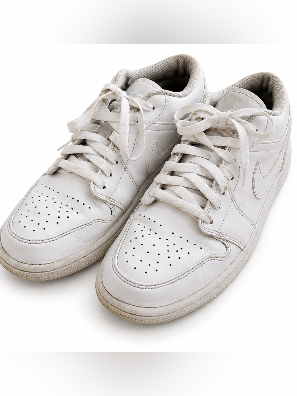 Nike Air Jordan 1 Low Triple White Leather Sneakers Women’s Size 9 553558-136